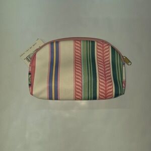 Trina‎ Cosmetic Bag Women OS 7x5x1" Multi Color Striped Zip Pouch 33808